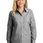 Port Authority Womens Easy Care Wrinkle Resistant Long Sleeve Button Down Shirt - Black/Charcoal Grey - Closeout