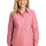 Port Authority Womens Easy Care Wrinkle Resistant Long Sleeve Button Down Shirt - Tangerine Orange/Pink - Closeout