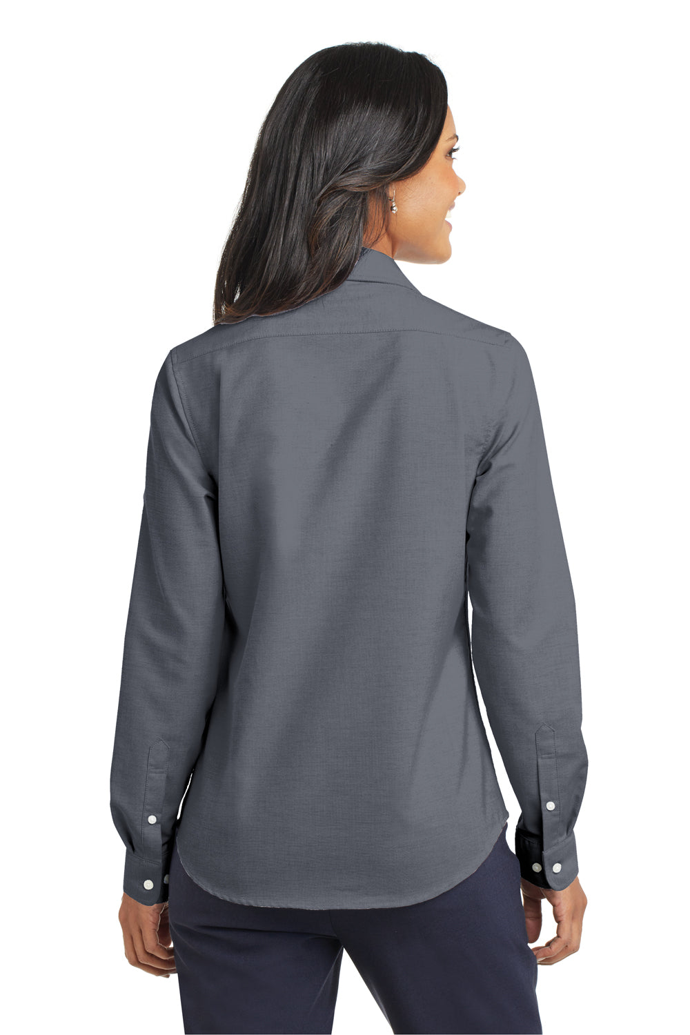 Port Authority L658 Womens SuperPro Oxford Wrinkle Resistant Long Sleeve Button Down Shirt Black Back