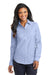Port Authority L658 Womens SuperPro Oxford Wrinkle Resistant Long Sleeve Button Down Shirt Oxford Blue Front