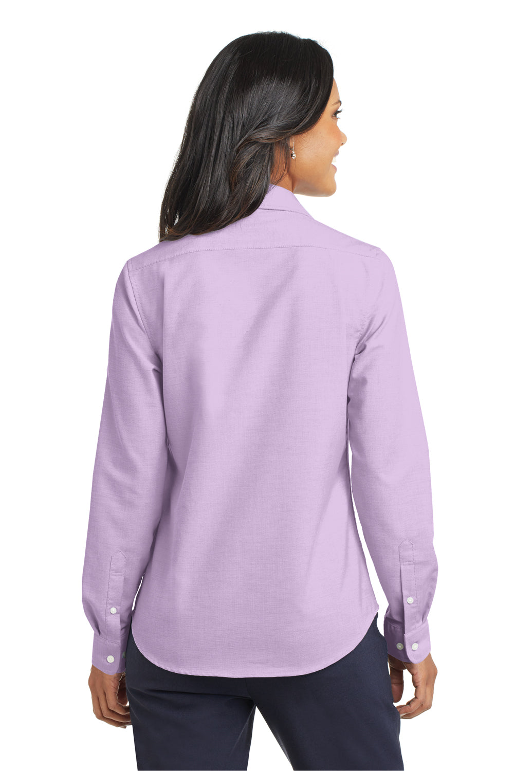 Port Authority L658 Womens SuperPro Oxford Wrinkle Resistant Long Sleeve Button Down Shirt Purple Back