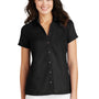 Port Authority Womens Wrinkle Resistant Short Sleeve Button Down Camp Shirt - Black - Closeout