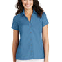 Port Authority Womens Wrinkle Resistant Short Sleeve Button Down Camp Shirt - Celadon Blue - Closeout