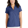 Port Authority Womens Wrinkle Resistant Short Sleeve Button Down Camp Shirt - Royal Blue - Closeout