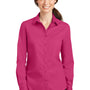 Port Authority Womens SuperPro Wrinkle Resistant Long Sleeve Button Down Shirt - Azalea Pink - Closeout