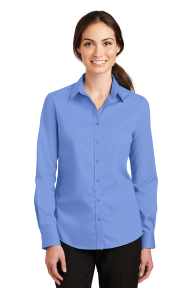 Port Authority L663 Womens SuperPro Wrinkle Resistant Long Sleeve Button Down Shirt Ultramarine Blue Front