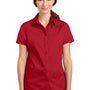 Port Authority Womens SuperPro Wrinkle Resistant Short Sleeve Button Down Shirt - Rich Red - Closeout