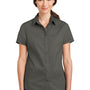 Port Authority Womens SuperPro Wrinkle Resistant Short Sleeve Button Down Shirt - Sterling Grey