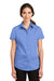 Port Authority L664 Womens SuperPro Wrinkle Resistant Short Sleeve Button Down Shirt Ultramarine Blue Front