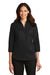 Port Authority L665 Womens SuperPro Wrinkle Resistant 3/4 Sleeve Button Down Shirt Black Front