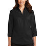 Port Authority Womens SuperPro Wrinkle Resistant 3/4 Sleeve Button Down Shirt - Black