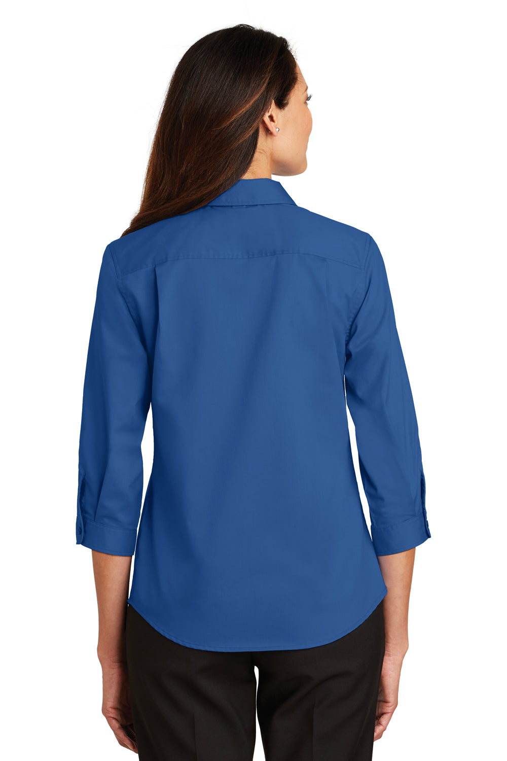 Port Authority L665 Womens SuperPro Wrinkle Resistant 3/4 Sleeve Button Down Shirt Royal Blue Back