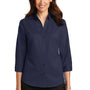 Port Authority Womens SuperPro Wrinkle Resistant 3/4 Sleeve Button Down Shirt - True Navy Blue