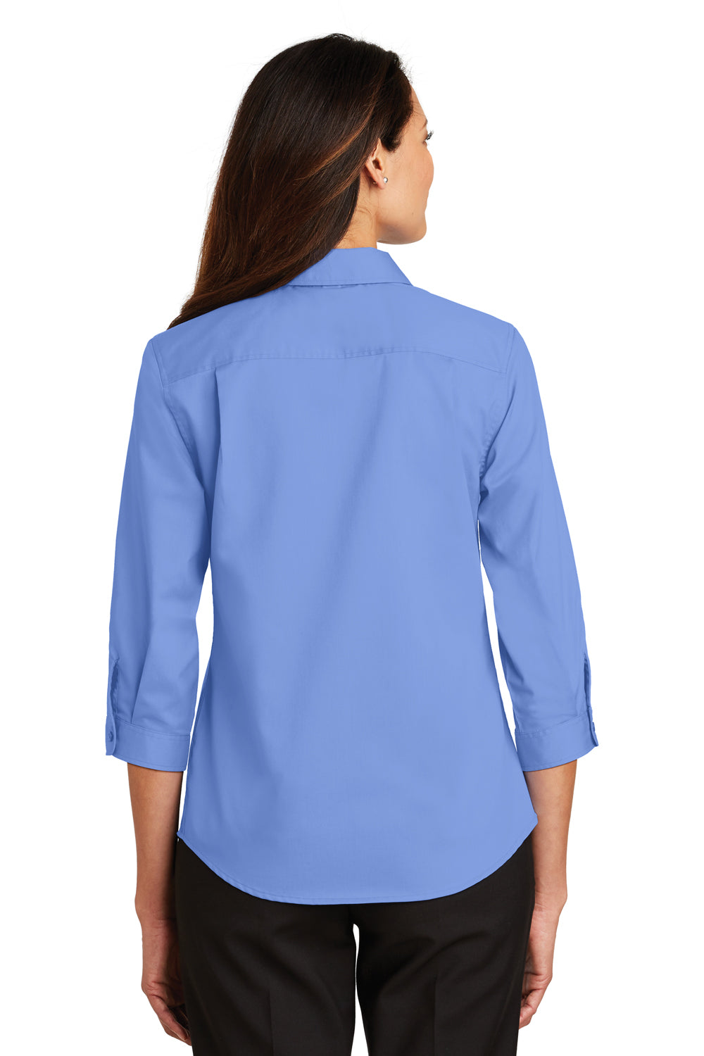Port Authority L665 Womens SuperPro Wrinkle Resistant 3/4 Sleeve Button Down Shirt Ultramarine Blue Back