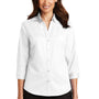 Port Authority Womens SuperPro Wrinkle Resistant 3/4 Sleeve Button Down Shirt - White