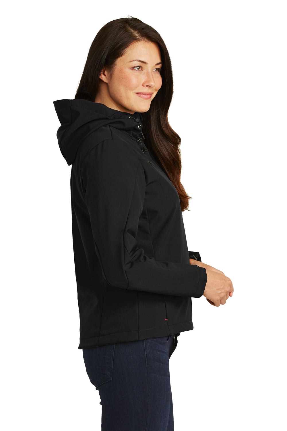 Port Authority L706 Womens Wind & Water Resistant Full Zip Hooded Jacket Black Side