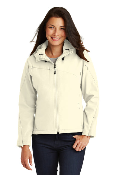 Port Authority L706 Womens Wind & Water Resistant Full Zip Hooded Jacket Chalk White Front