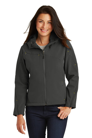 Port Authority L706 Womens Wind & Water Resistant Full Zip Hooded Jacket Charcoal Grey Front