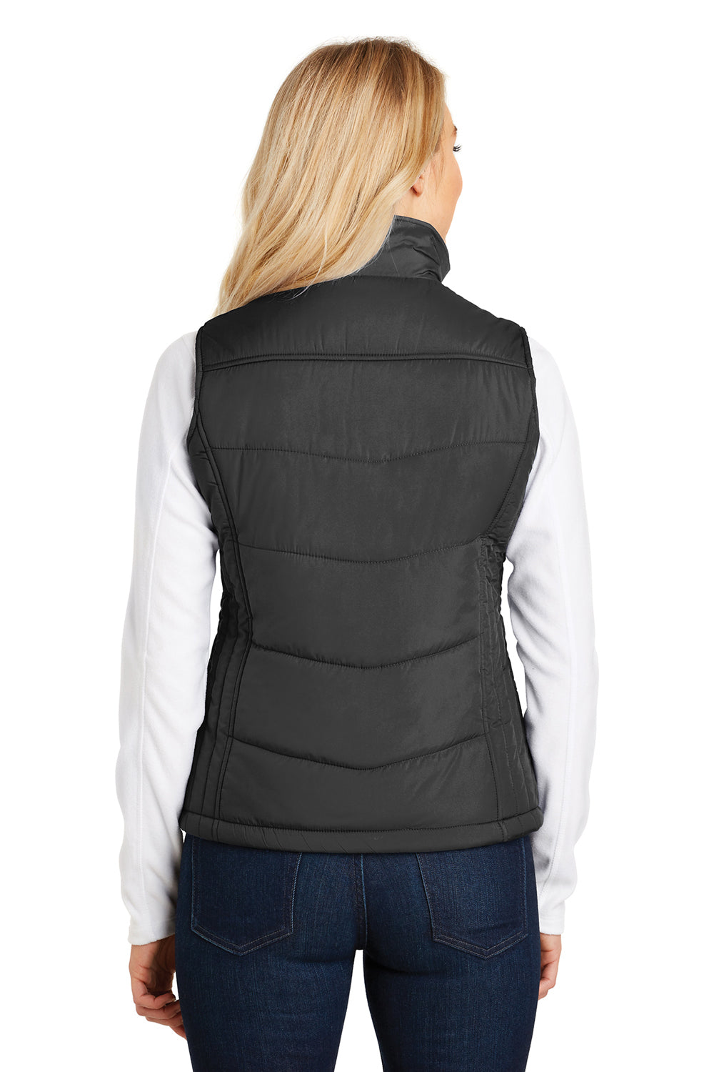 Port Authority L709 Womens Wind & Water Resistant Full Zip Puffy Vest Black Back