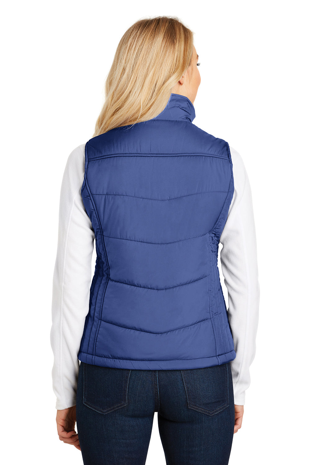 Port Authority L709 Womens Wind & Water Resistant Full Zip Puffy Vest Mediterranean Blue Back