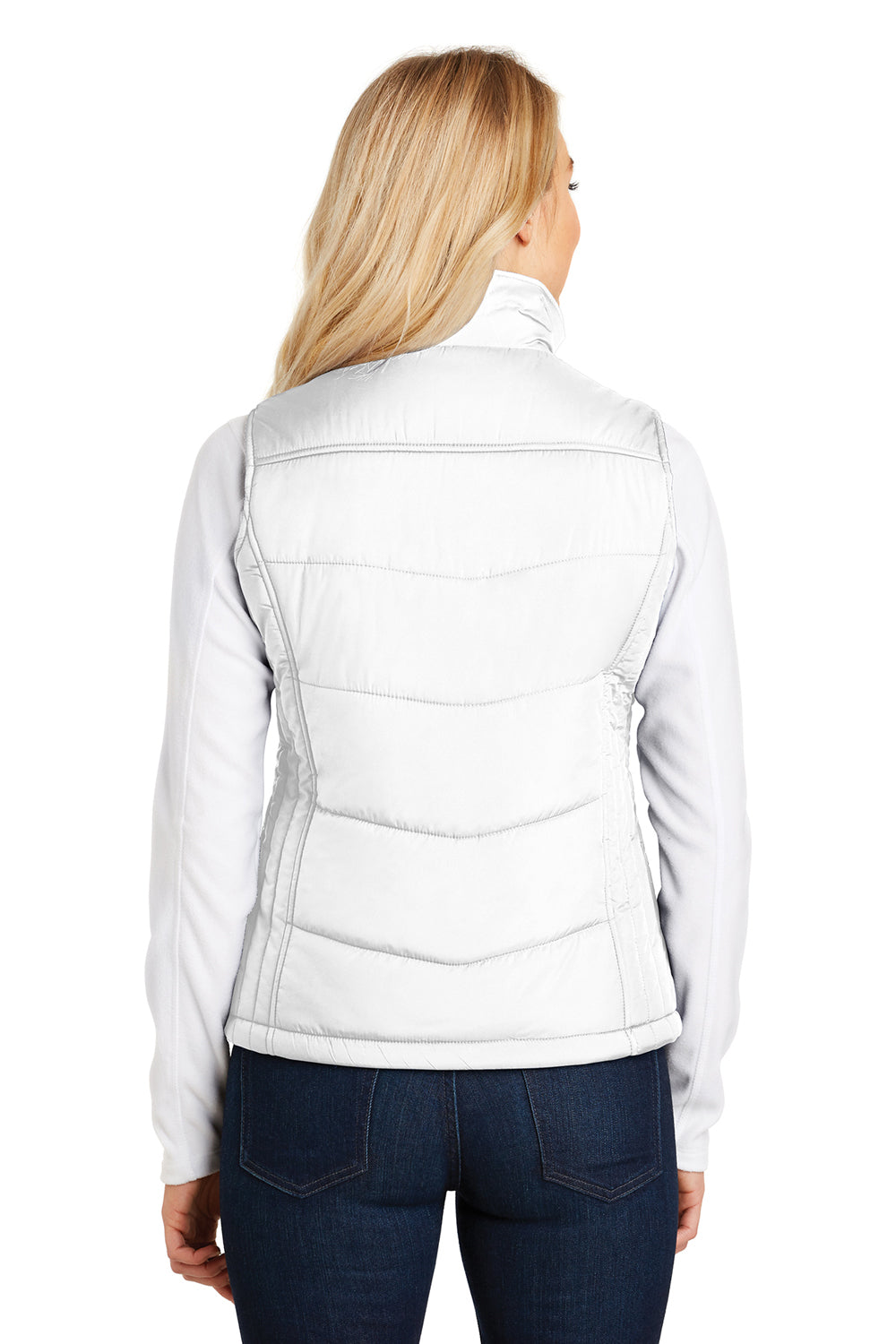 Port Authority L709 Womens Wind & Water Resistant Full Zip Puffy Vest White Back