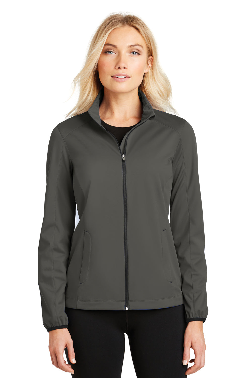 Port Authority L717 Womens Active Wind & Water Resistant Full Zip Jacket Grey Steel Front