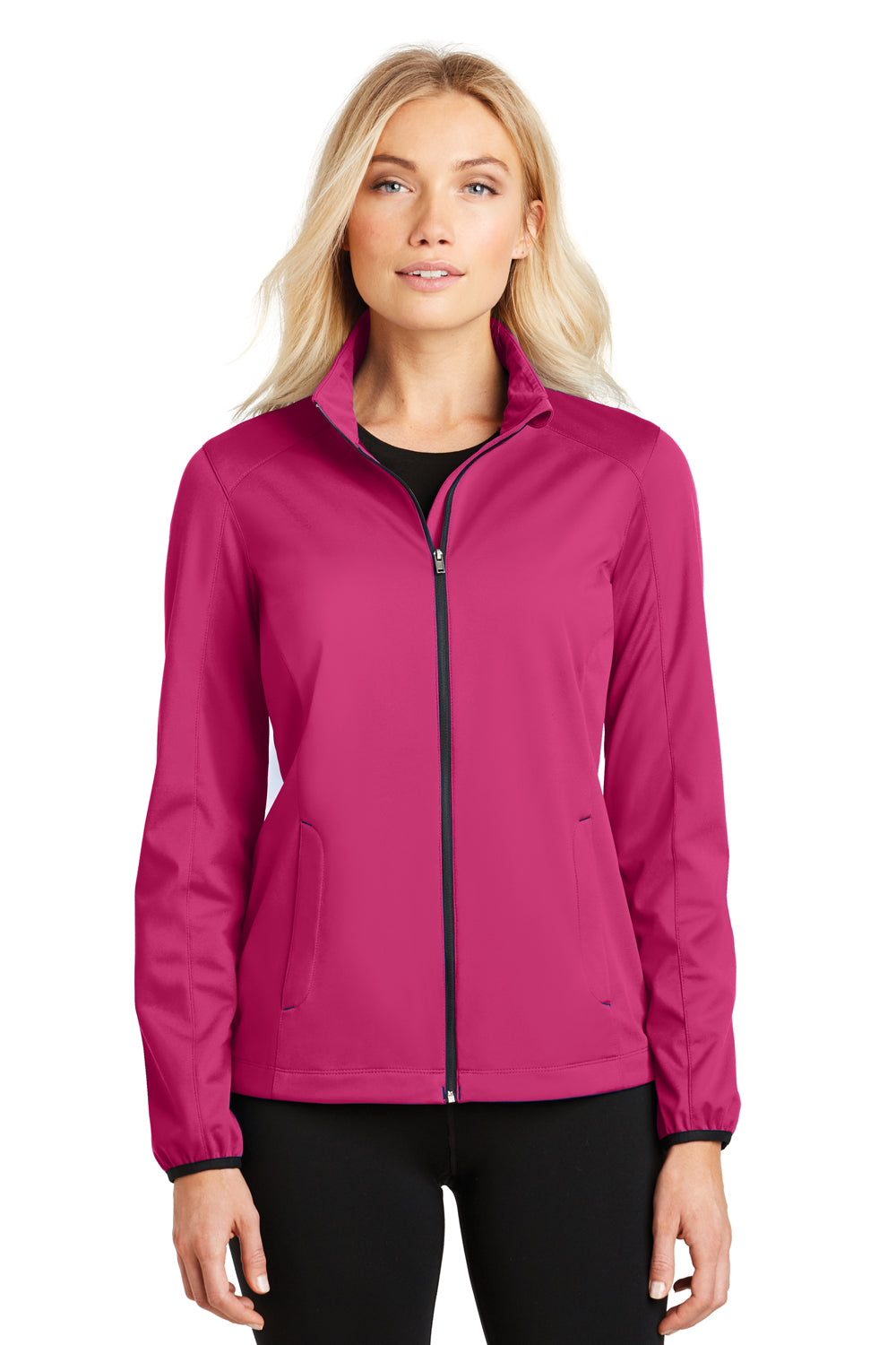 Port Authority L717 Womens Active Wind & Water Resistant Full Zip Jacket Azalea Pink Front
