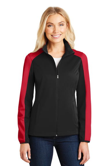 Port Authority L718 Womens Active Wind & Water Resistant Full Zip Jacket Black/Red Front