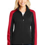 Port Authority Womens Active Wind & Water Resistant Full Zip Jacket - Deep Black/Rich Red - Closeout