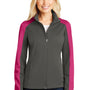Port Authority Womens Active Wind & Water Resistant Full Zip Jacket - Steel Grey/Azalea Pink - Closeout
