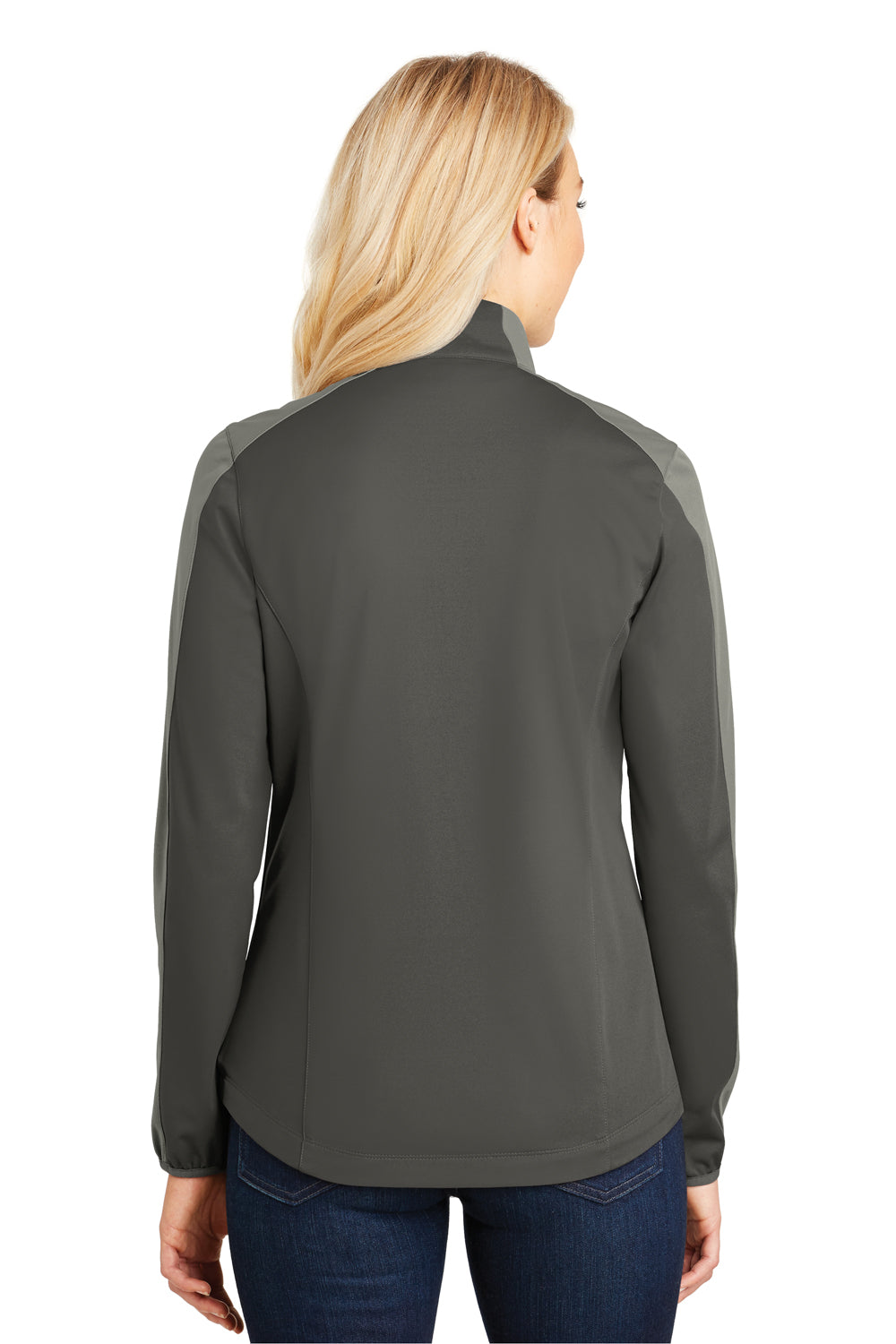 Port Authority L718 Womens Active Wind & Water Resistant Full Zip Jacket Grey Steel/Grey Back