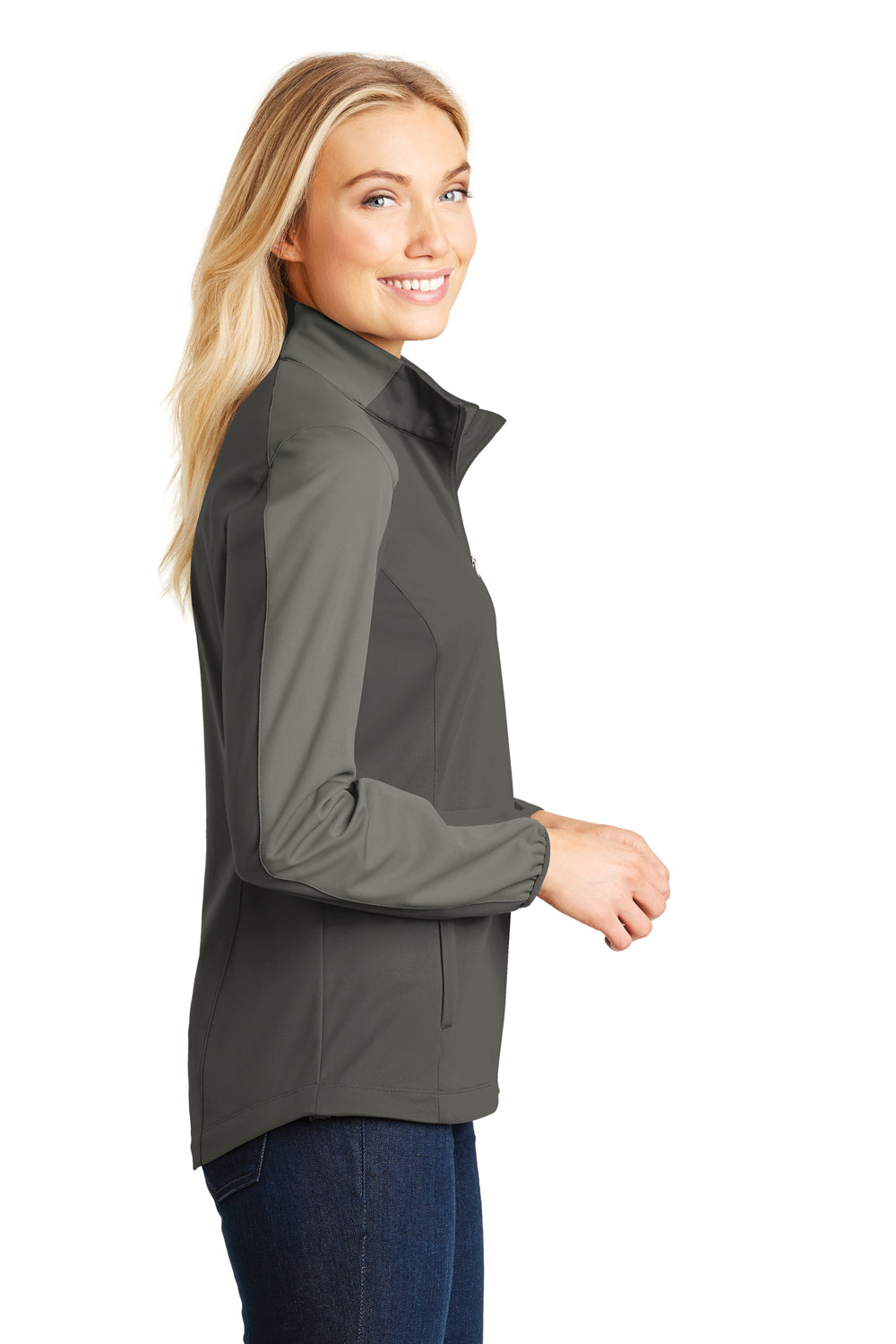 Port Authority L718 Womens Active Wind & Water Resistant Full Zip Jacket Grey Steel/Grey Side