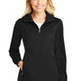 Port Authority Womens Active Wind & Water Resistant Full Zip Hooded Jacket - Deep Black
