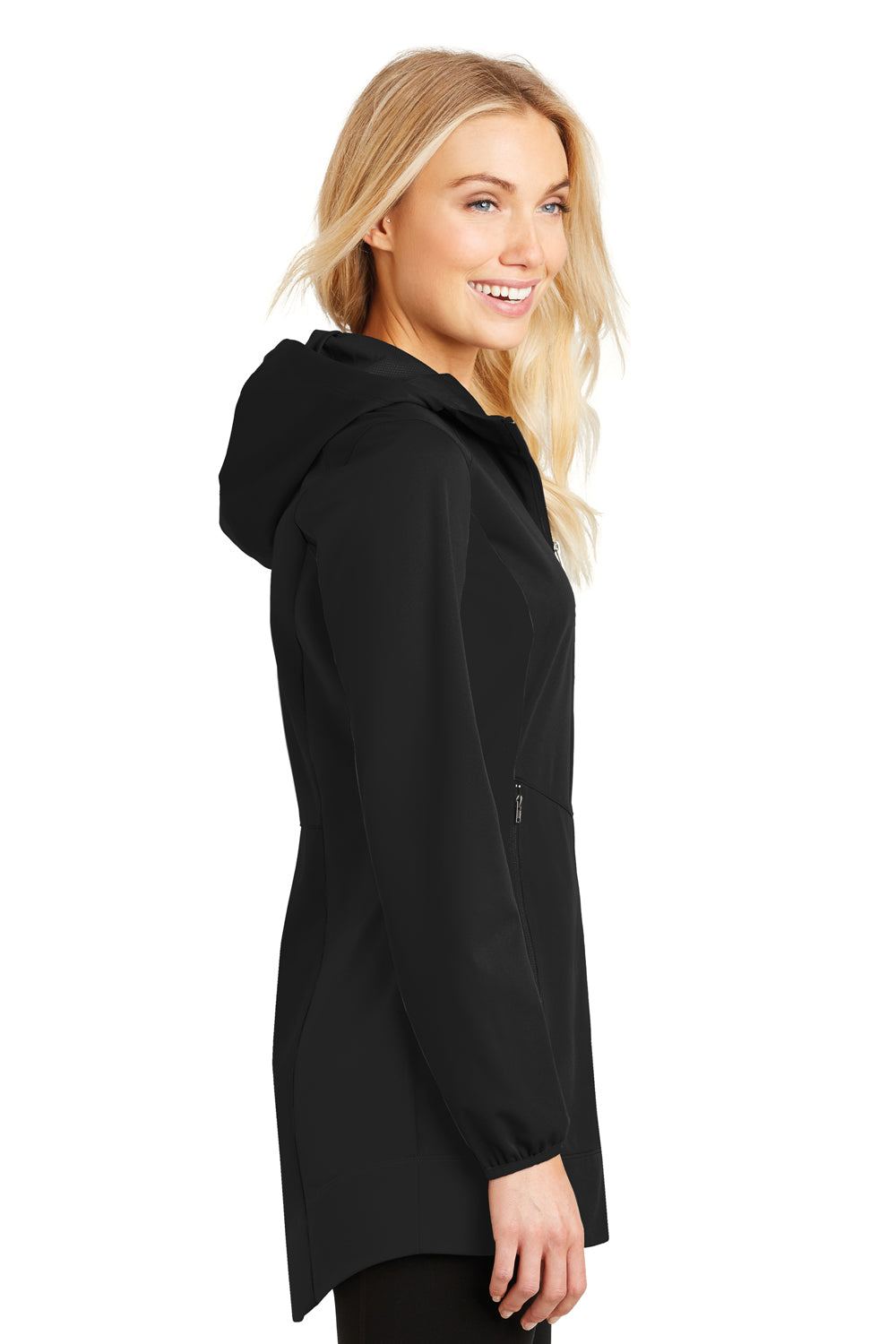 Port Authority L719 Womens Active Wind & Water Resistant Full Zip Hooded Jacket Black Side