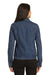 Port Authority L7620 Womens Stonewashed Denim Button Down Jacket Blue Back
