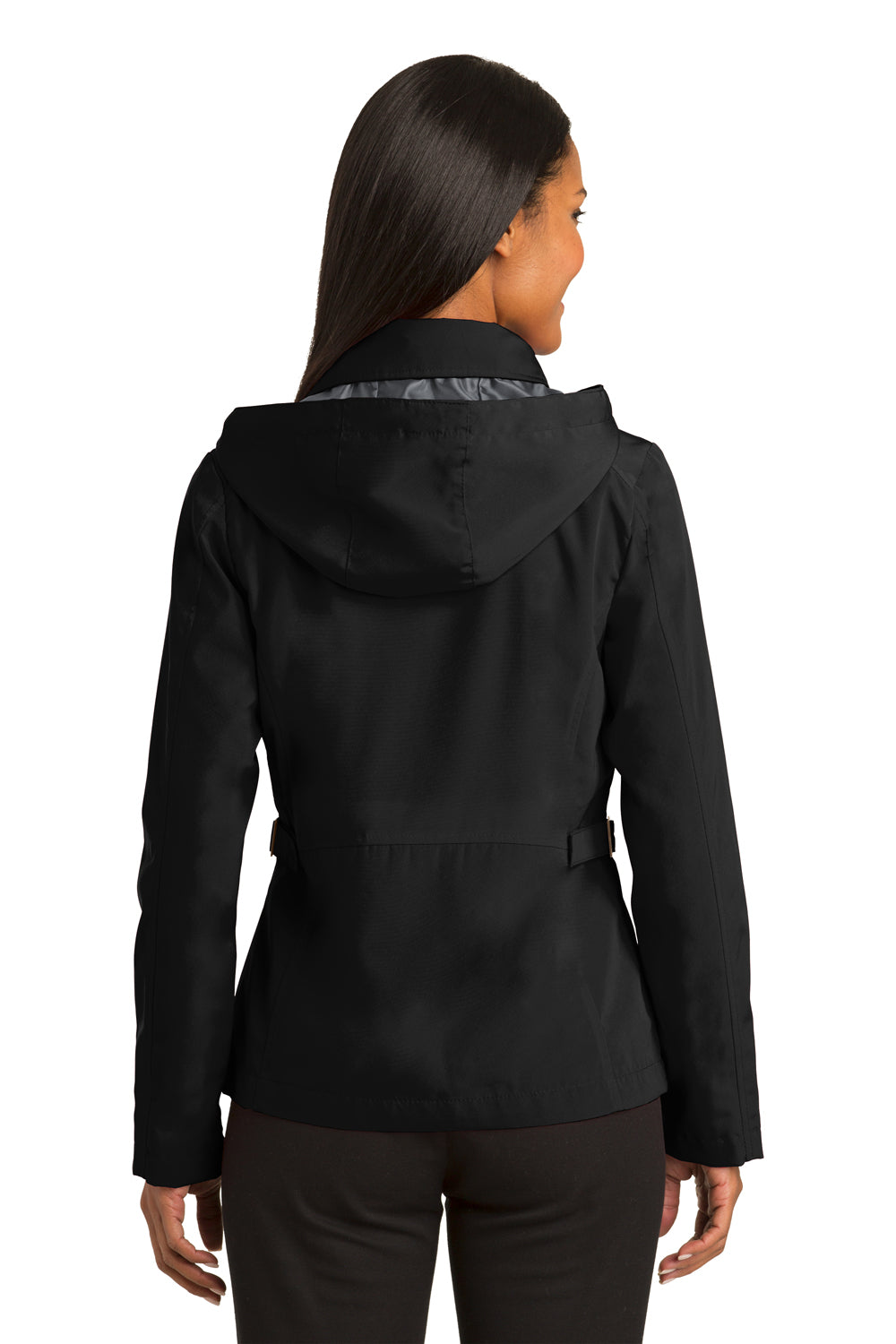 Port Authority L764 Womens Legacy Wind & Water Resistant Full Zip Hooded Jacket Black Back