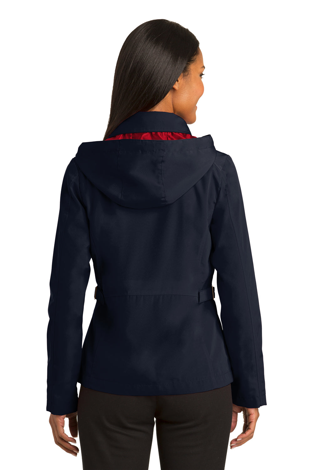 Port Authority L764 Womens Legacy Wind & Water Resistant Full Zip Hooded Jacket Navy Blue Back