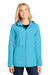 Port Authority L7710 Womens Northwest Slicker Waterproof Full Zip Hooded Jacket Isla Blue Front