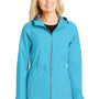 Port Authority Womens Northwest Slicker Waterproof Full Zip Hooded Jacket - Isla Blue - Closeout