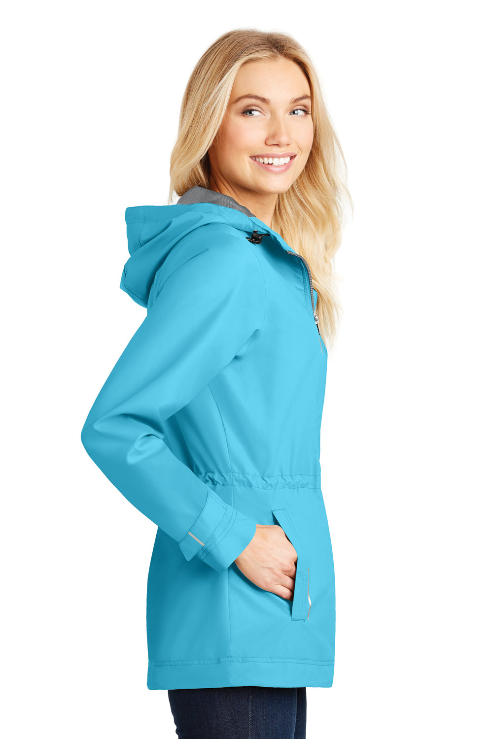 Port Authority L7710 Womens Northwest Slicker Waterproof Full Zip Hooded Jacket Isla Blue Side
