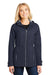 Port Authority L7710 Womens Northwest Slicker Waterproof Full Zip Hooded Jacket Navy Blue Front