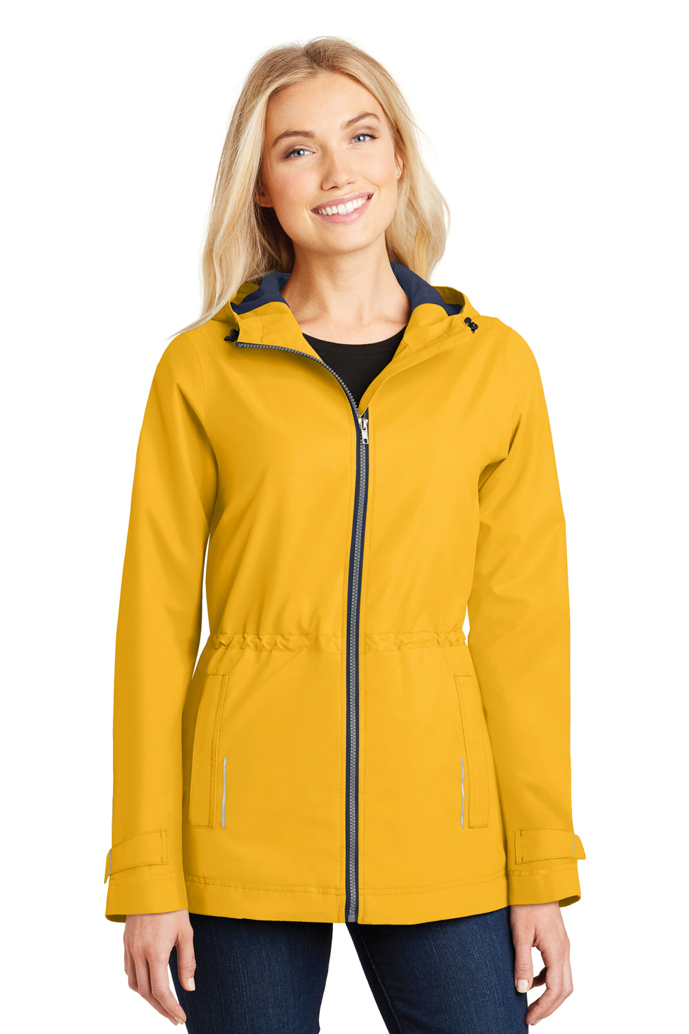 Port Authority L7710 Womens Northwest Slicker Waterproof Full Zip Hooded Jacket Yellow Front