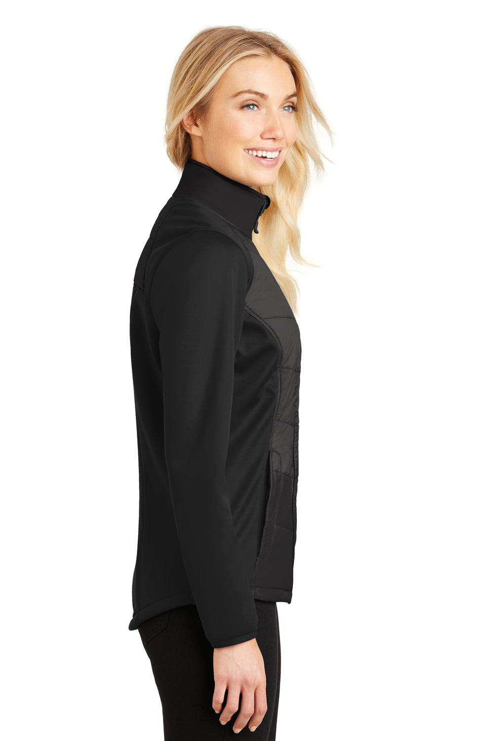 Port Authority L787 Womens Hybrid Wind & Water Resistant Full Zip Jacket Black Side