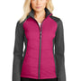 Port Authority Womens Hybrid Wind & Water Resistant Full Zip Jacket - Azalea Pink/Steel Grey - Closeout