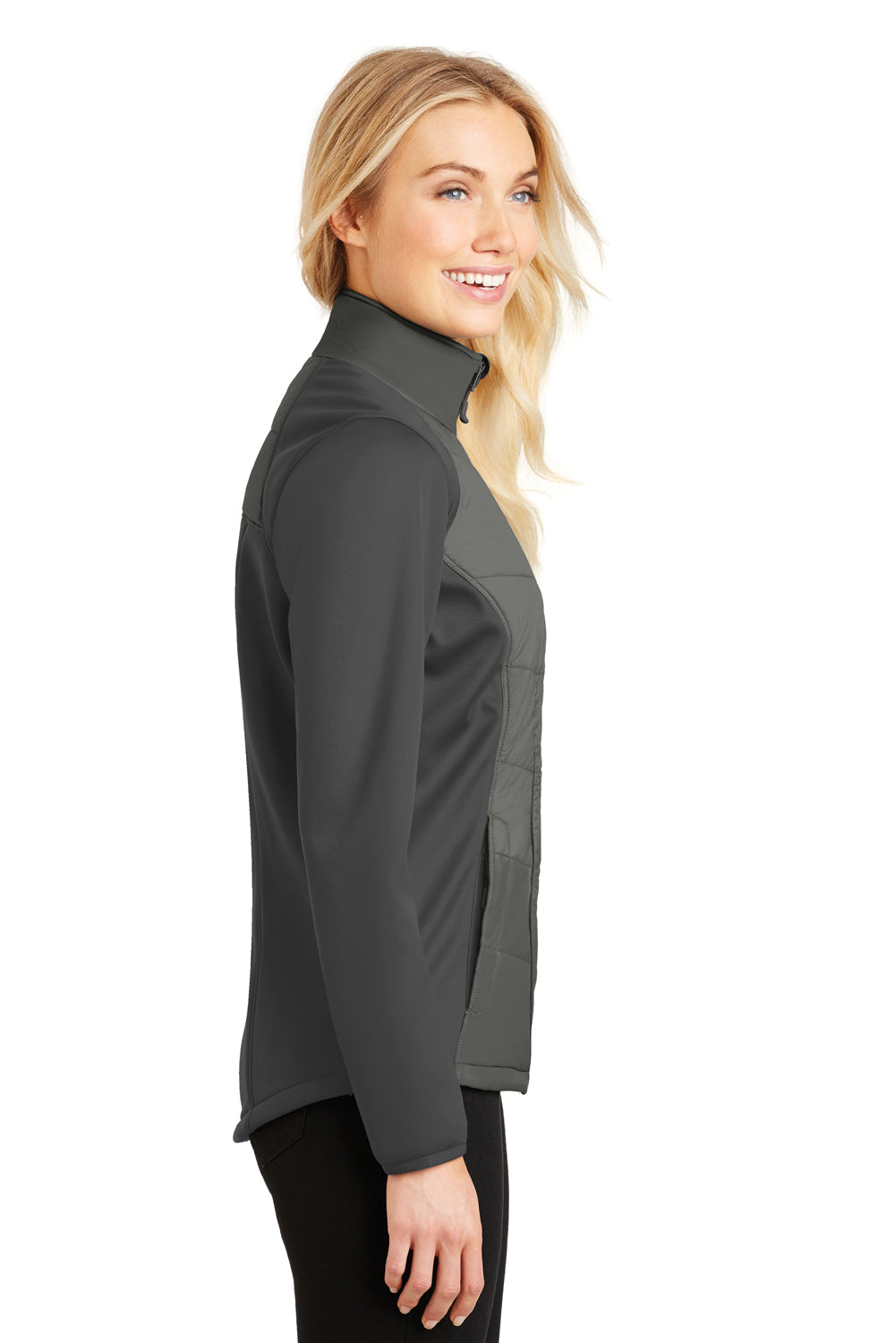 Port Authority L787 Womens Hybrid Wind & Water Resistant Full Zip Jacket Smoke Grey/Grey Side