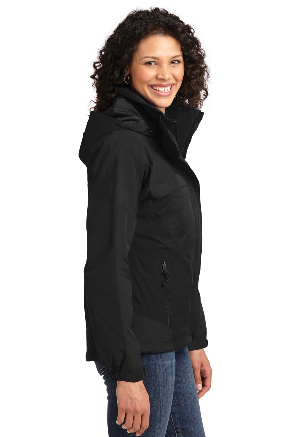 Port Authority L792 Womens Nootka Waterproof Full Zip Hooded Jacket Black Side