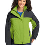 Port Authority Womens Nootka Waterproof Full Zip Hooded Jacket - Bright Pistachio Green/Graphite Grey - Closeout