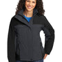 Port Authority Womens Nootka Waterproof Full Zip Hooded Jacket - Graphite Grey/Black - Closeout