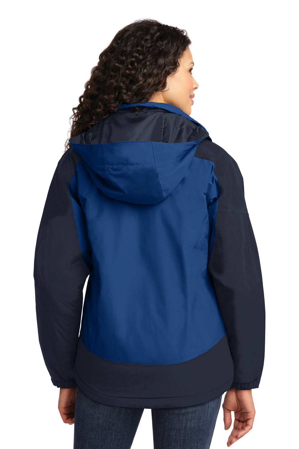 Port Authority L792 Womens Nootka Waterproof Full Zip Hooded Jacket Regatta Blue/Navy Blue Back