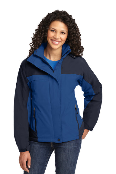 Port Authority L792 Womens Nootka Waterproof Full Zip Hooded Jacket Regatta Blue/Navy Blue Front